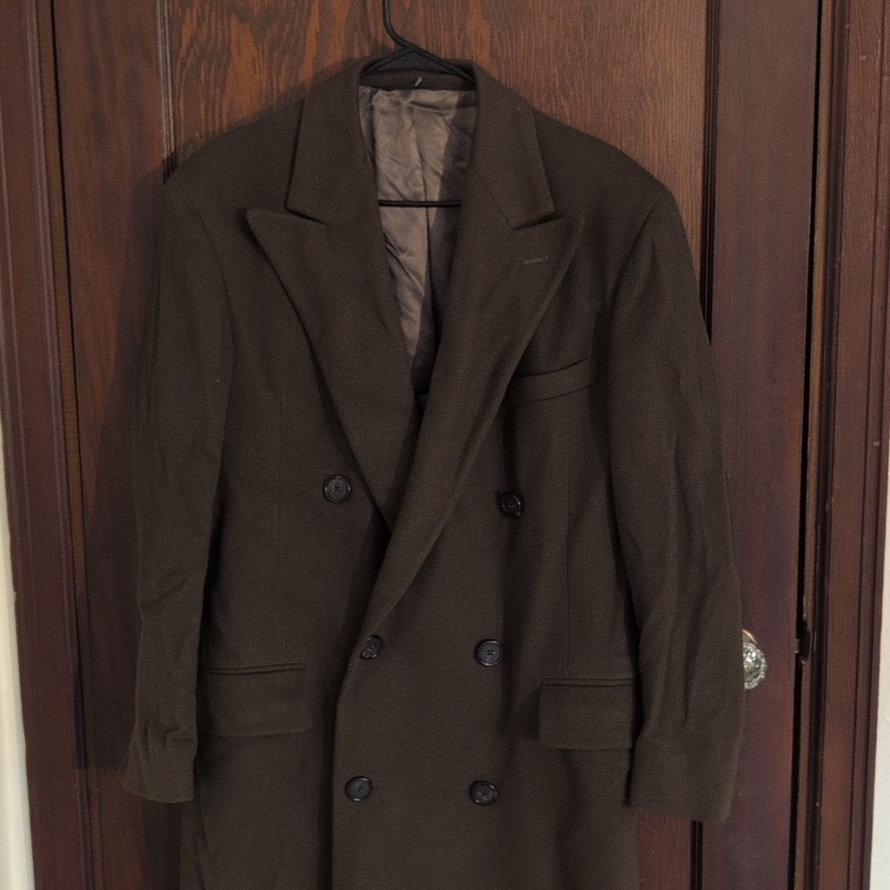 Polo University Club By Ralph Lauren Brown Wool Long Length Coat Vintage - Picture 3 of 10